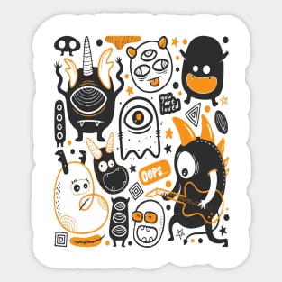 funny monsters doodles Sticker